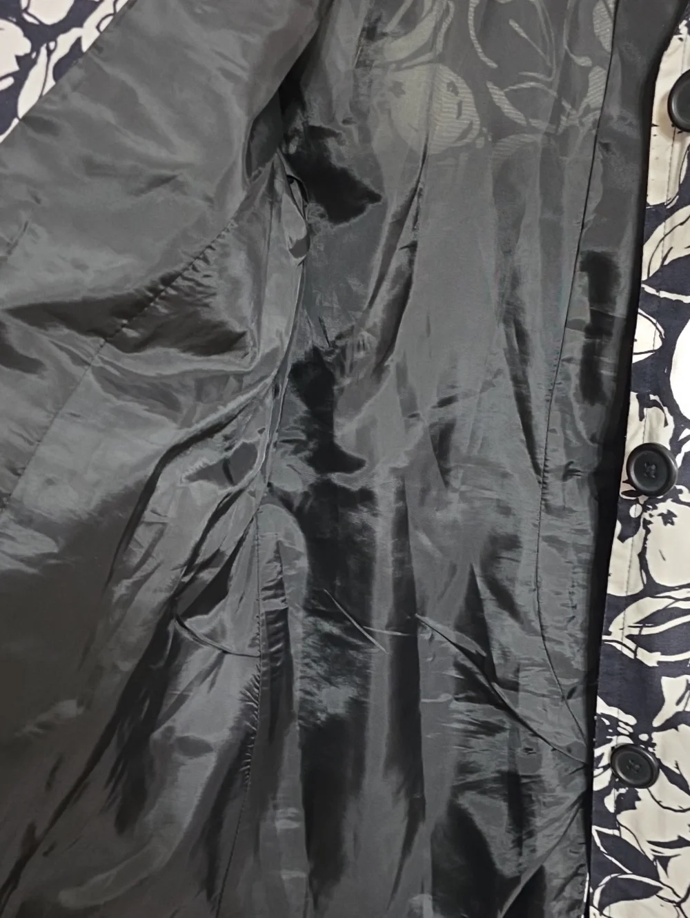 Axcess Women's Knee Length Trench Coat Black/White Buttons Pockets Cotton  Sz 6